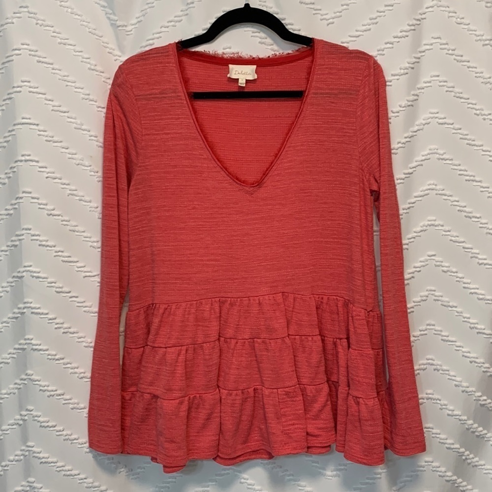Anthropologie - Deletta Thea - pink tiered blouse